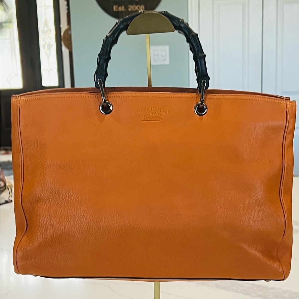 Gucci Bamboo Shopper Tote | Cognac Leather | Flawless | Strap + COA